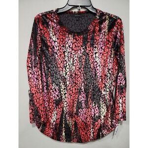 Calessa NWT Woman's L Multicolor Lepard Print Tunic Blouse